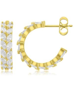Macy's 14k -plated Slim J Shape Hoop Earrings - Metallic