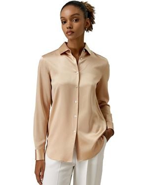 LILYSILK Spread Collar Silk Shirt - Natural