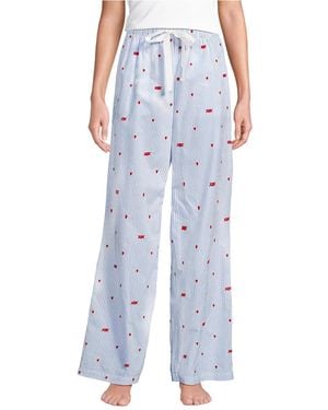 Lands' End Poplin Wide Leg Sleep Pants - Blue