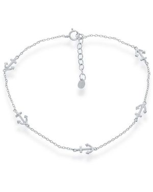 Simona Sterling Anchor By The Yard Anklet - White