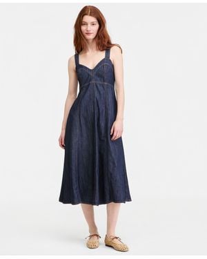 On 34th Denim Sweetheart-neck Midi Dress - Blue