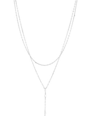 And Now This Cubic Zirconia Double Layer Y Necklace - White