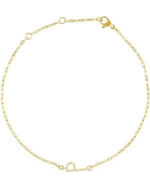 Adornia Gold Cubic Zirconia Pave Sideways Initial Anklet - Natural