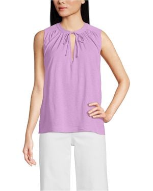 Lands' End Linen Blend Notch Neck Swing Tank Top - Purple