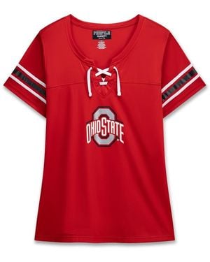 Fanatics Ohio State Buckeyes Plus Size Mesh Overlay Lace-up Jersey T-shirt - Red