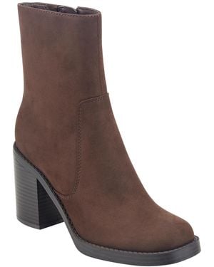 Marc Fisher Naria Square Toe Block Heel Booties - Brown