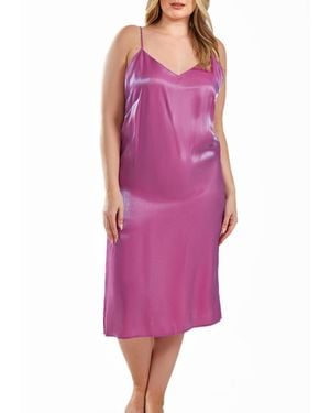 iCollection Skyler Plus Size Irredesant Satin Dress - Purple