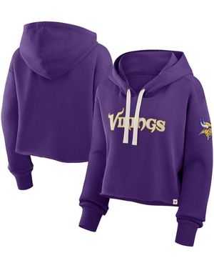 Fanatics Minnesota Vikings Oversized Hometown Heritage Cropped Hoodie - Purple