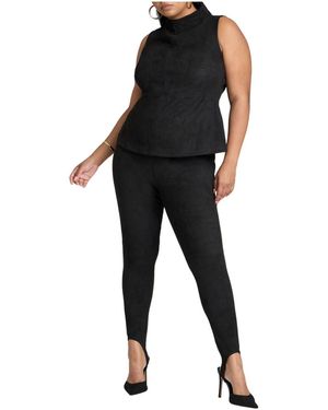 Eloquii Plus Size Suede leggings With Stirrups - Black