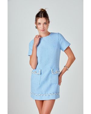 Endless Rose Chain Embellished Mini Dress - Blue