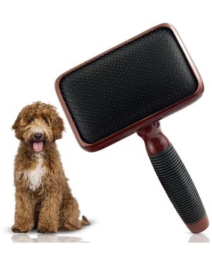 Aronkl Slicker Brush For Dogs Professional Grooming Undercoat Removal Long Short Hair Stainless Steel Pins Maplewood Handle - Brown
