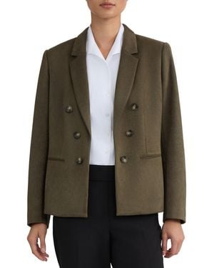 Jones New York Double-breasted Scuba Faux Suede Blazer - Green