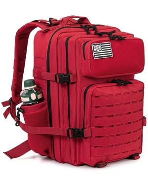 Aofar 45l Outdoor Camping Molle Daypack Hiking Rucksack Bottle Holder - Red
