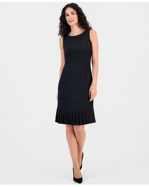 Kasper Crewneck Sleeveless Sheath Dress - Blue