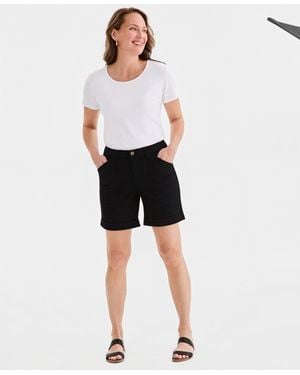 Style & Co. Petite Cuffed Utility Shorts - Black
