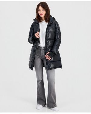 Steve Madden Hooded Puffer Coat - Black