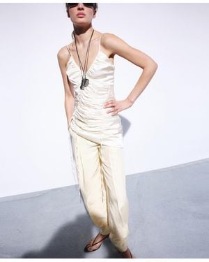 Mango Selection Adjustable Ruched Satin Dress - White