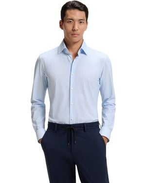 BOSS Boss By Printed Performance-stretch Jersey Slim-fit Dress Shirt - Blue