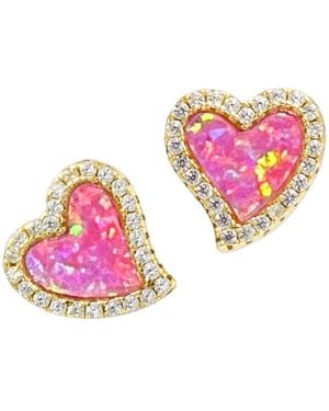 KAMARIA Amore Heart Stud Earrings With Lab-grown Opal - Pink