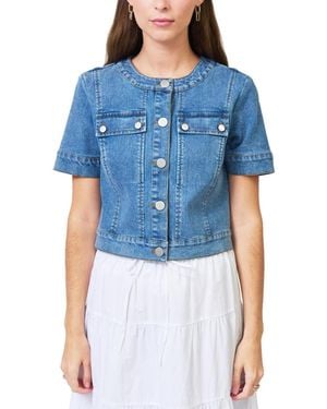 Central Park West Serena Short Sleeve Denim Jacket - Blue