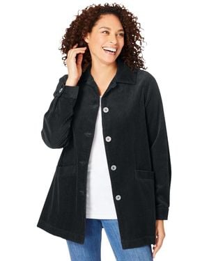Woman Within Within Pleat-back Corduroy Jacket - Blue