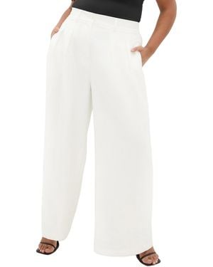 City Chic Plus Size Abbie Fully Lined Wide Leg Pant - White