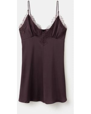 Mango Satin Lace Dress - Purple