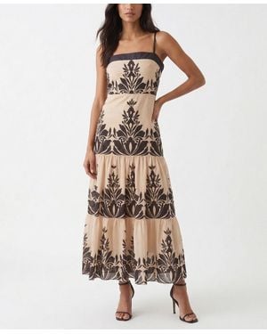 Taylor Tiered A-line Square Neck Midi Dress - Multicolor