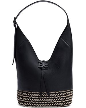 Sam Edelman Khiara Espadrille Large Leather Hobo Bag - Black