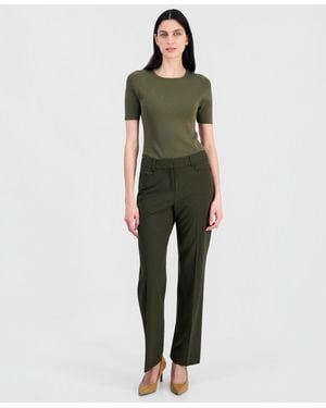 Tahari High-rise Straight-leg Pants - Green