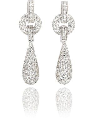 SUZY LEVIAN NEW YORK Suzy Levian Sterling Silver Tear Drop Dangle Earrings - White