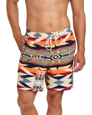 Pendleton Printed 7" Packable Swim Trunk - Orange