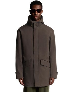 Lyle & Scott Long Sleeve Hooded Military Parka Jacket - Brown