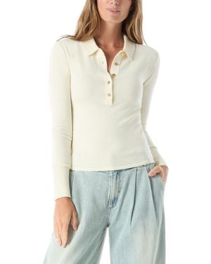 Dee Ocleppo Sinead Long Sleeve Polo Sweater - White
