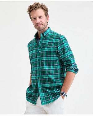 Club Room Proper Plaid Brushed Cotton Button-down Shirt - Green