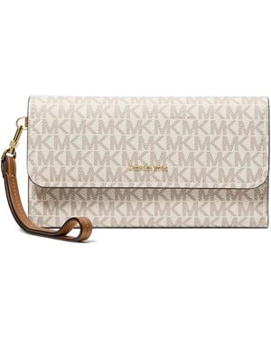 Michael Kors Michael Jet Set Medium Flap Double Zip Wristlet - Natural