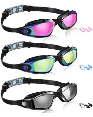 Gnuadz 3pc Swimming goggles Anti Fog Silicone Swim Glasses Nose Clip Ear Plugs - White