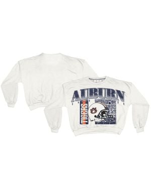 Pressbox Auburn Tigers Oversized Janice Retro Waist-length Sweatshirt - White