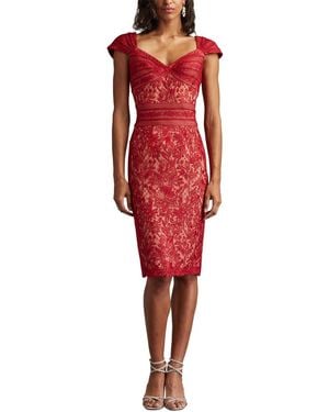 Tadashi Shoji Meera Embroide Lace Dress - Red