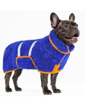 Aronkl Dog Bathrobe Quick Drying Super Absorbent Soft Warm Adjustable Machine Washable Pet Towel Supplies - Blue