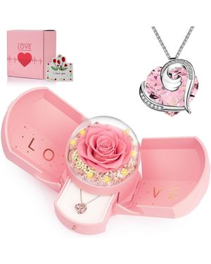 Gnuadz Preserved Rose Necklace Gift - Pink