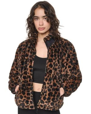 DKNY Printed Mock Neck Zipper-front Jacket - Black