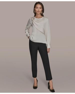 Donna Karan Scoop Neck Long-sleeve Top - Gray