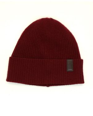 Portolano Cashmere Beanie Hat - Red