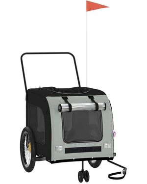 Vidaxl Pet Bike Trailer Black And Gray Oxford Fabric And Iron - White
