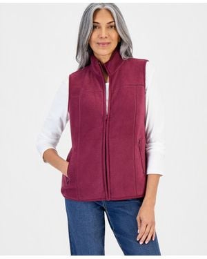 Style & Co. Petite Polar Fleece Vest - Red