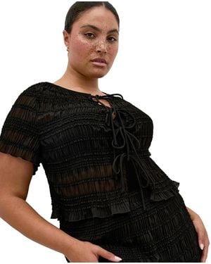 City Chic Plus Size Emelia Shirred Top - Black