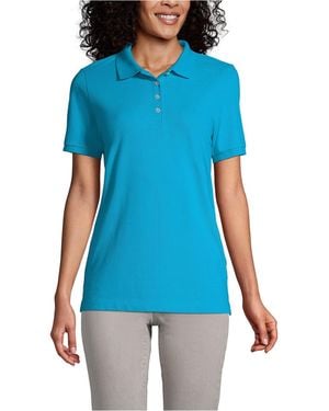 Lands' End Banded Short Sleeve Fem Fit Mesh Polo - Blue