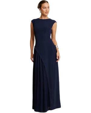 Six Stories Cap Sleeve Pleated Maxi Dress - Blue