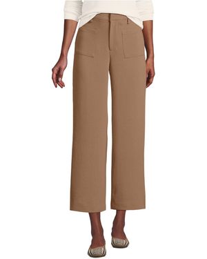 Lands' End Crepe High Rise Patch Pocket Wide Leg Crop Pants - Brown